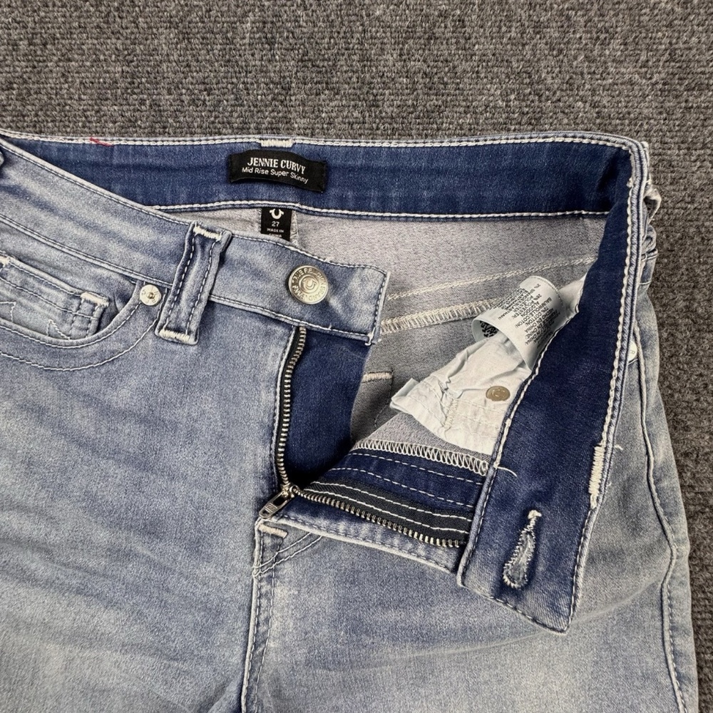 True Religion Jennie Curvy Mid Rise Super Skinny Jeans Denim Blue Size 27 - Picture 3 of 12